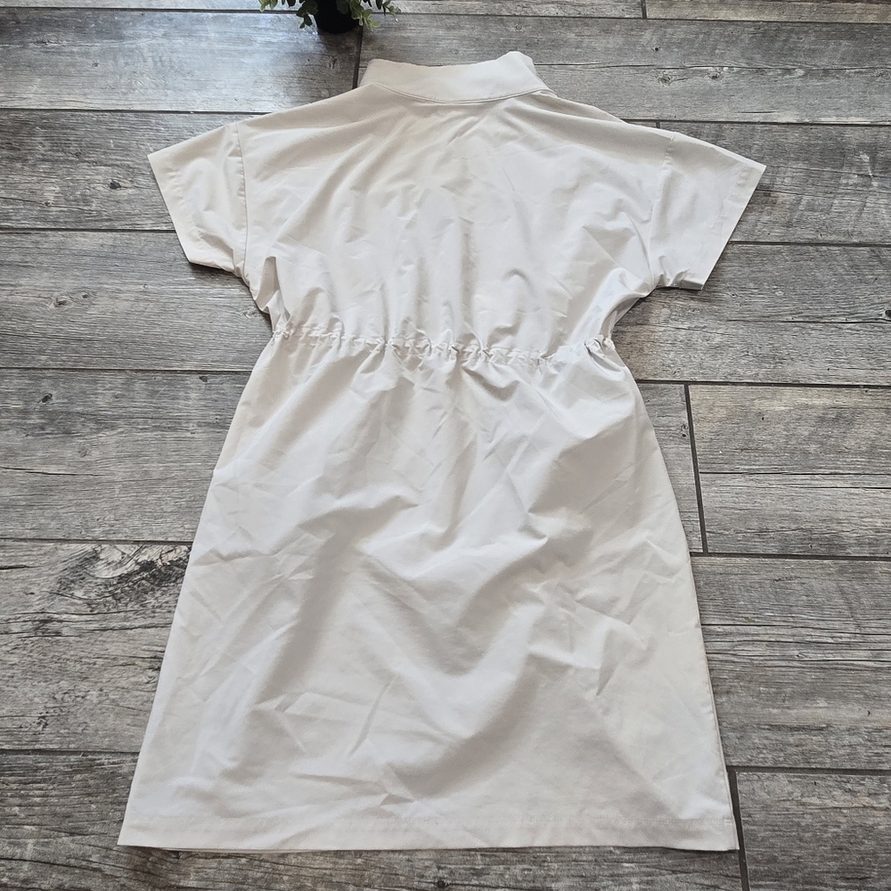 Prologue Cream Windbreaker Mock Turtleneck Short Sleeved Lightweight Dress, M - Picture 9 of 10